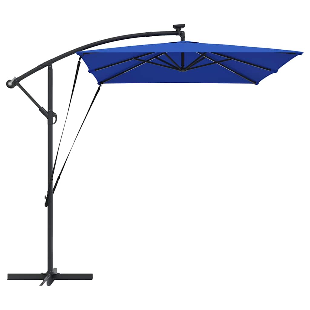 Azur Blue Sun Umbrella with LED Light Strips 294 X 200 X 270 Cm