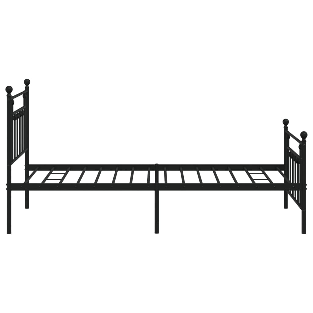 Metal Bed Frame with Headboard and Footboard Black 107 x 203 cm