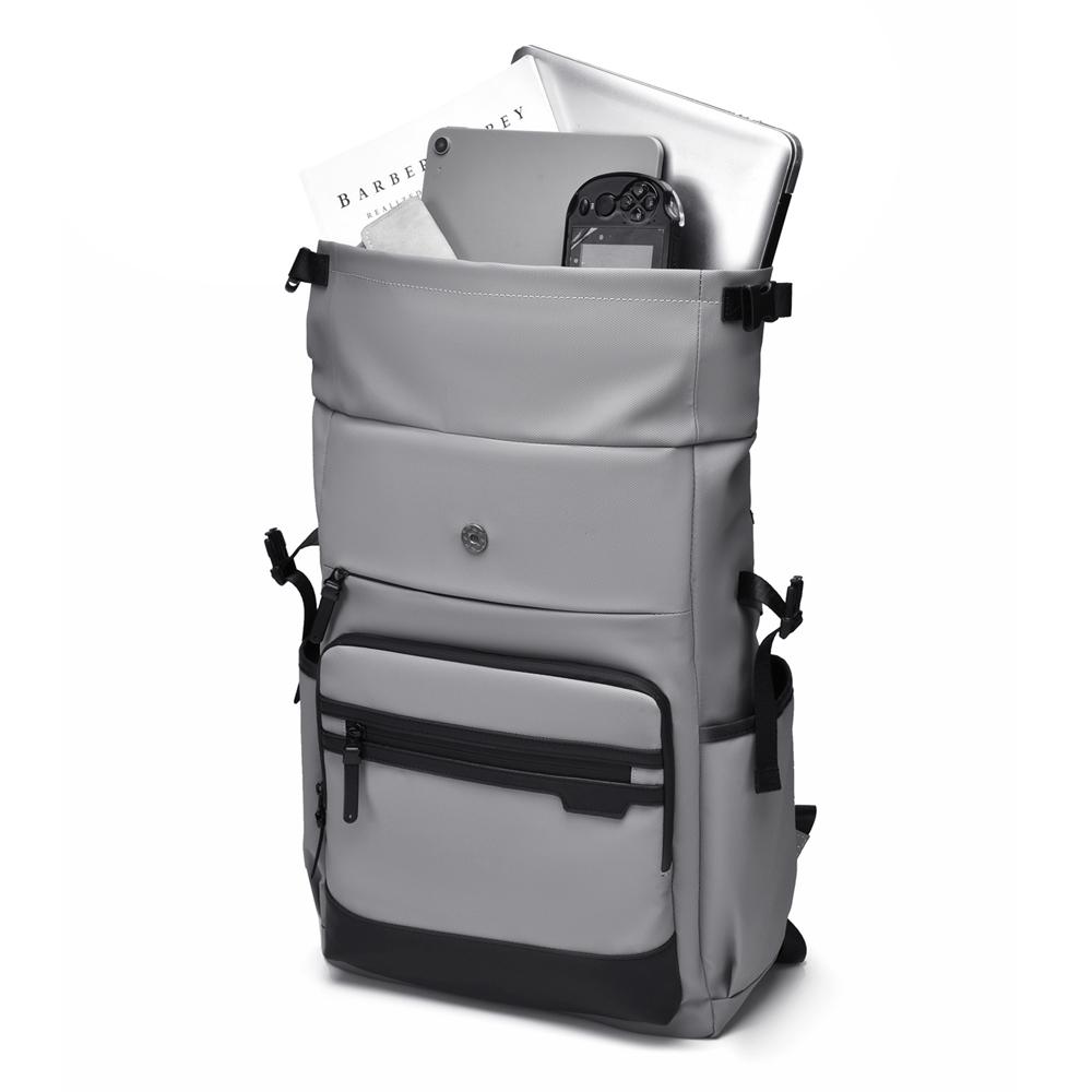 Modern Oxford Fabric Backpack for Men & Women – Minimalist Roll-Top Design with Water-Resistant Material and Multiple Pockets