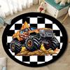1PC Cartoon Monster Truck Print Round Carpet for Living Room Rugs Flannel Anti-Slip Rug for Bedroom Sofa Table Home Area Rug