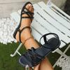 Fashion Summer 2025 Hot Sale Open Toe Women's Sandals Rome Elastic Band Flat with Narrow Band Weave Sandals Outdoor Casual Beach Shoes