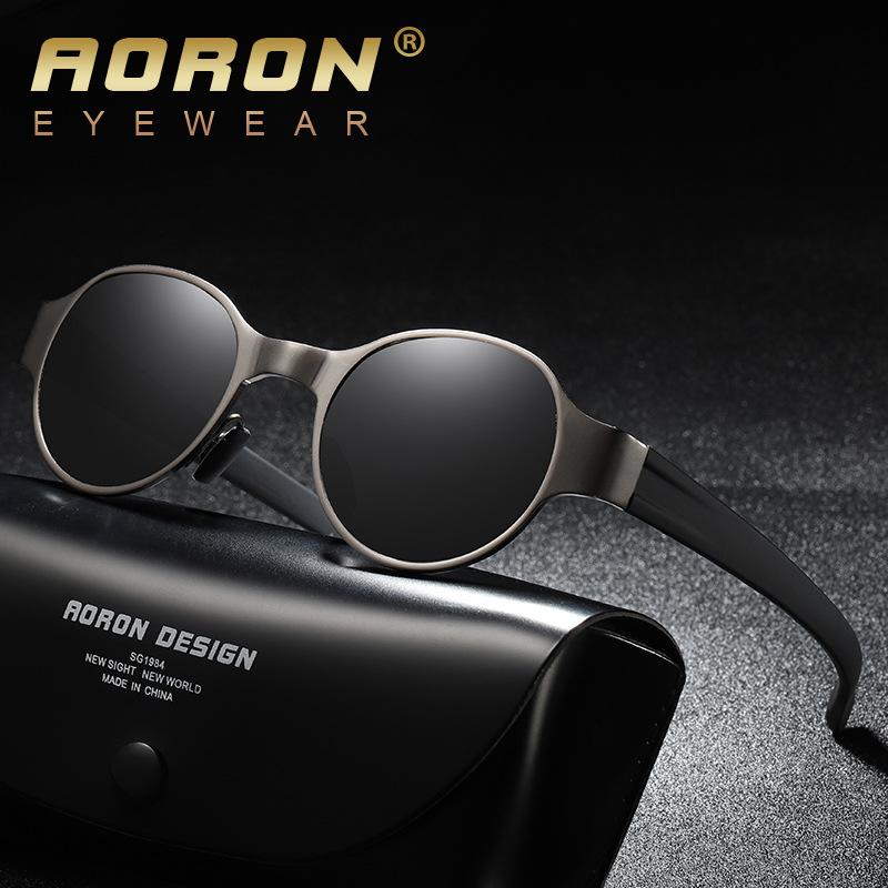 Ochelari de soare polarizați cu cadru rotund vintage AORON Design punk Accesorii de exterior Anti-orbire UV400 Ochelari de pescuit pentru conducere