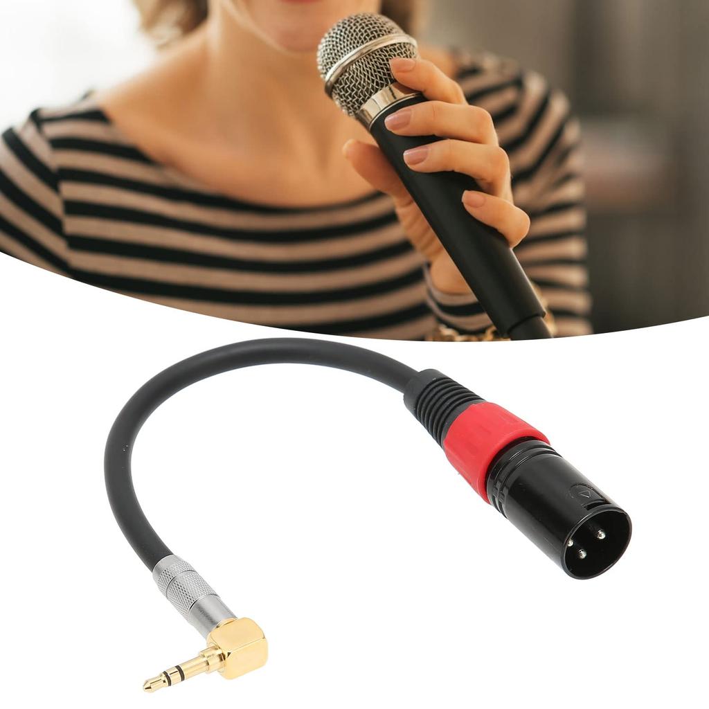 EBTOOLS XLR Male to 3.5mm Stereo Microphone Cable 90 Degree L-Shaped 3 Inches Support for Computer MP3 DVD CD Player TV 0.5m