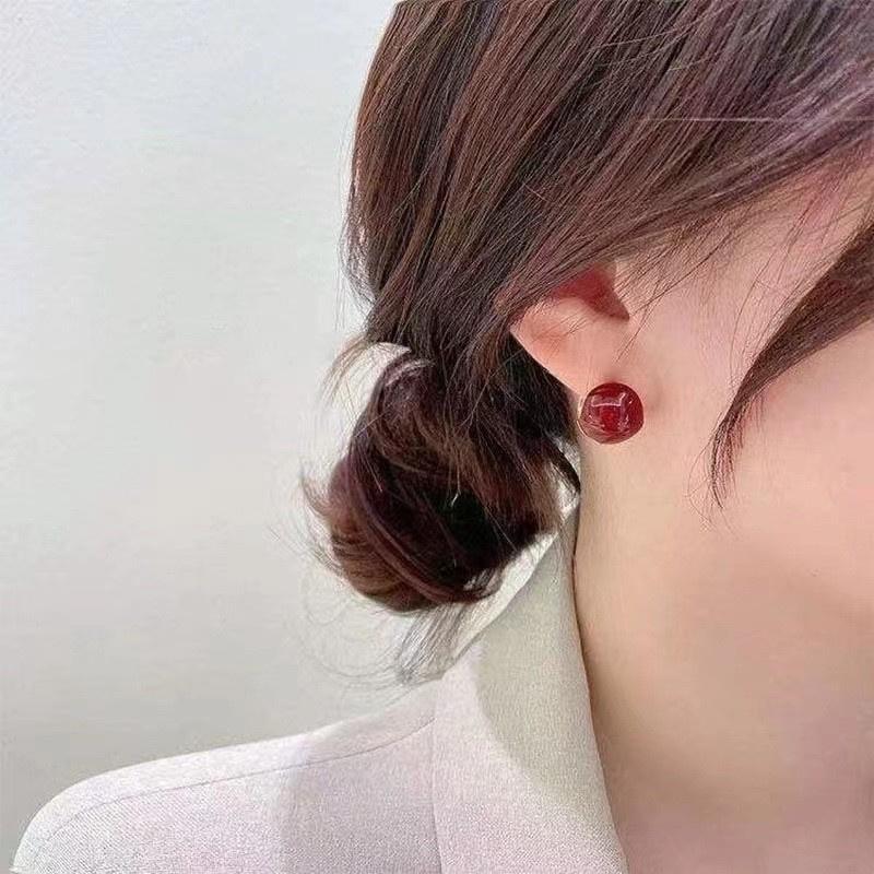New Type Of Drop-oil Acacia Bean Ball Ear Button Earrings