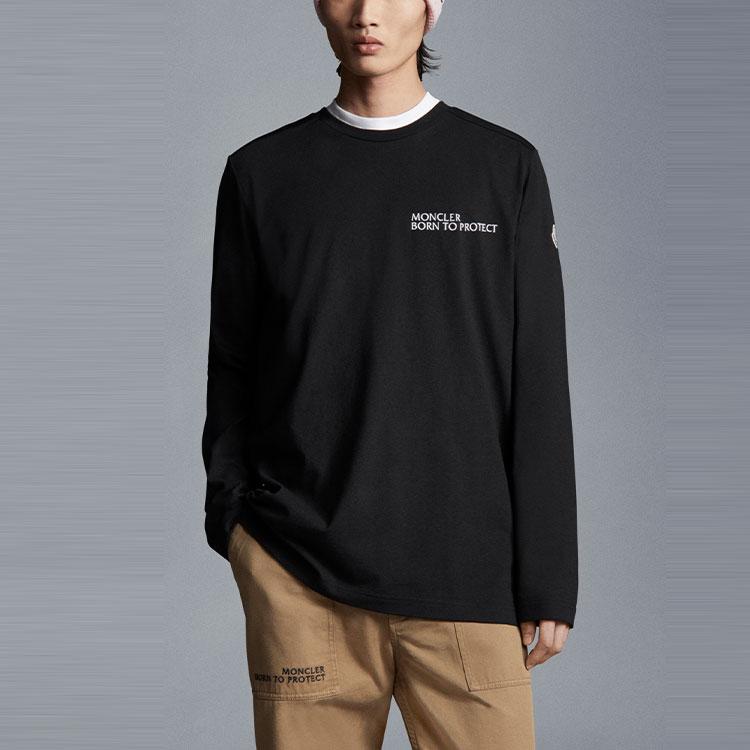 Moncler Ss22 Printed Crew Neck Long Sleeve T-Shirt Men tops Black H10918D00013899M5999