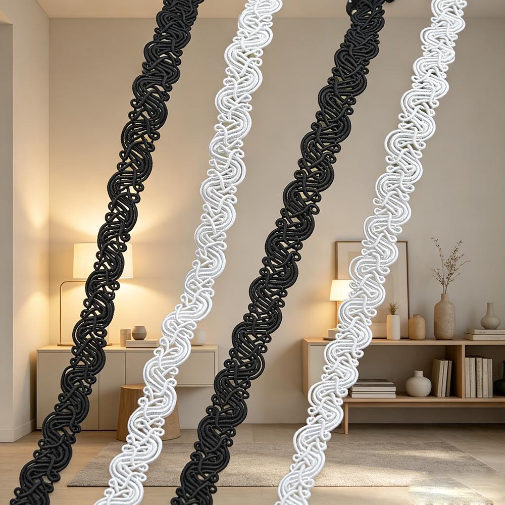 5 meters/16.4ft each pack 1.0cm lace sewing embroidery trims black white ribbons curtain curve accessory handmade DIY craft bra dress gowns decoration