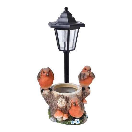 Garden Statue with LED Solar Lamp Weather Resistant Automatic Charging Outdoor Patio Sculpture Decor LED Light
