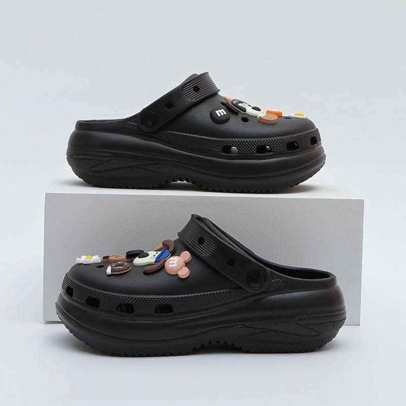 Thick-soled hole shoes women's  new summer wear height-increasing sandals seaside beach bag head half slippers women