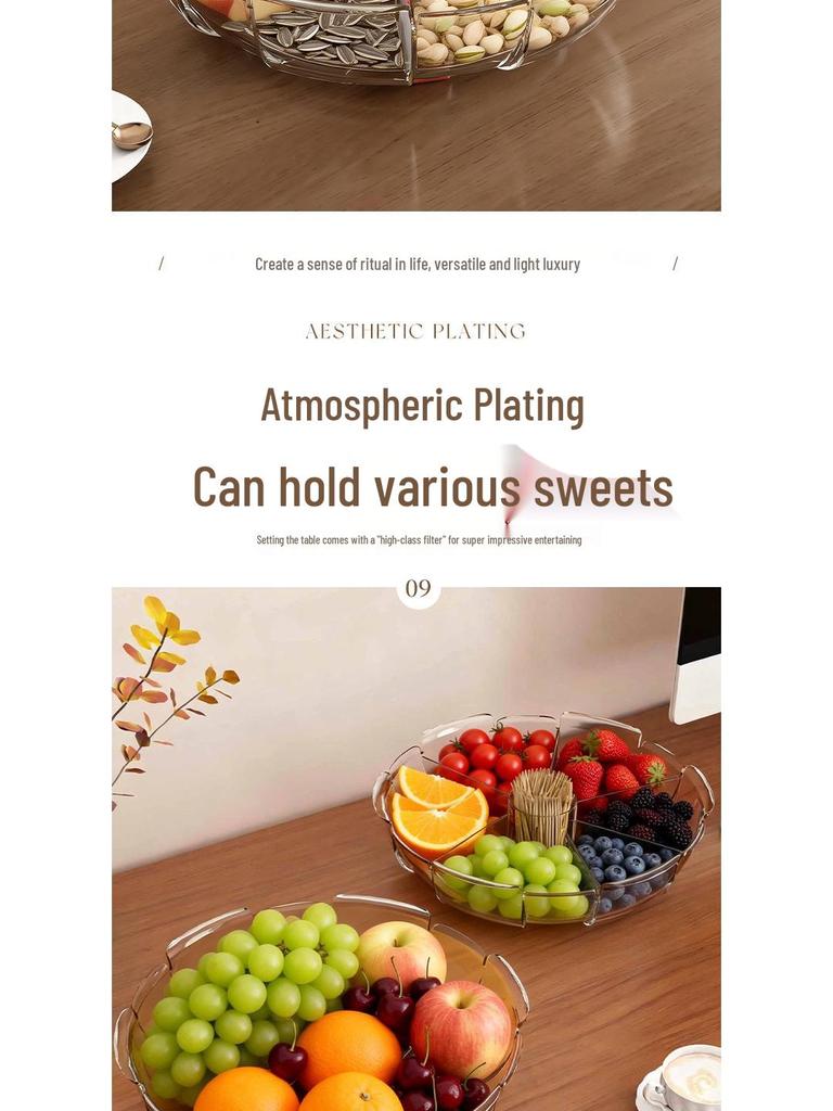 High Transparency Thickened Fruit and Nut Display Plate for Living Room