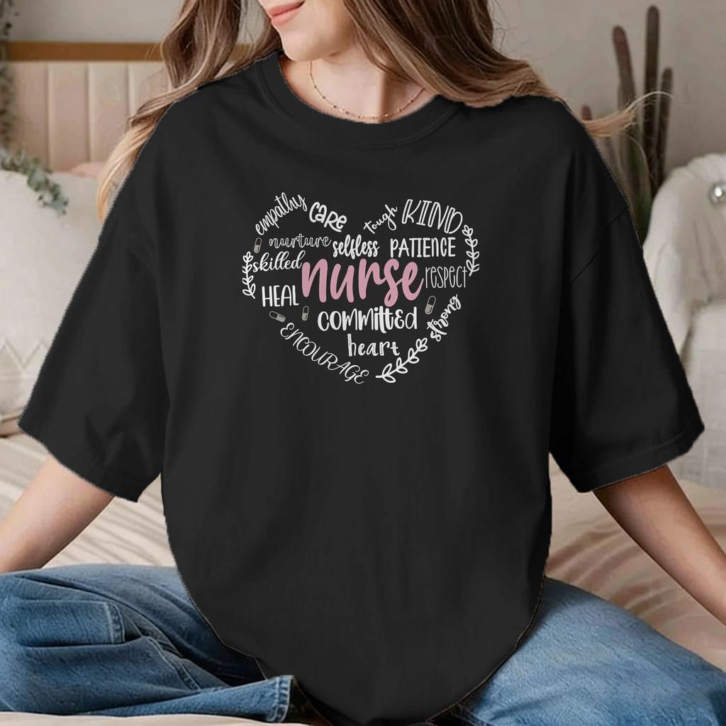 Awesome Love Nurse Tshirts For Unisex Unisex O Neck Cotton T Shirt Nurses Day Short Sleeve Tees Plus Size Tops