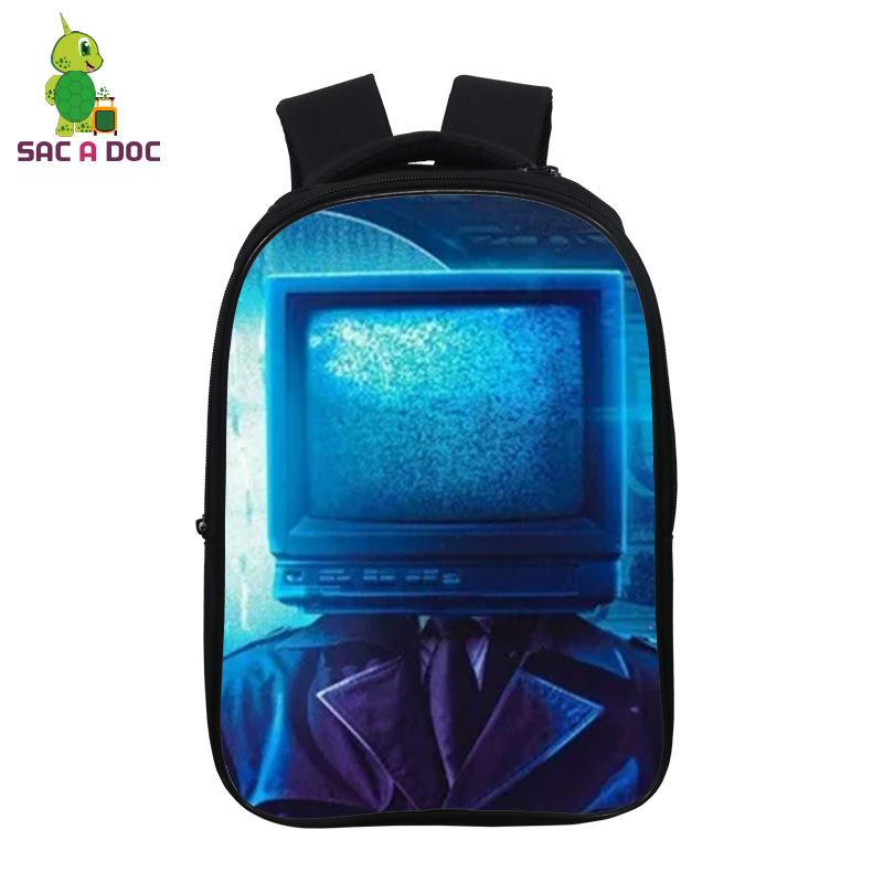 Skibidi Toilet Toilette Mann Schultasche 3D Vollfarbdruck Rucksack