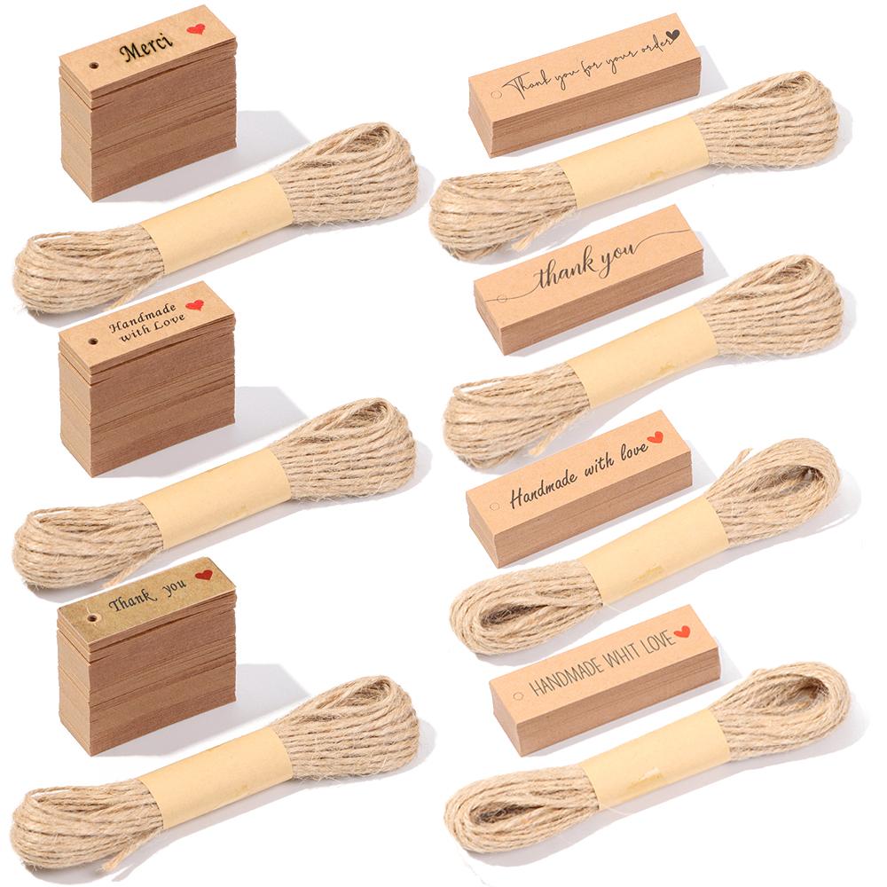 Supplies Package Ornament Kraft Paper “Merci” Labels Handmade With Love Thank You Hanging Tags
