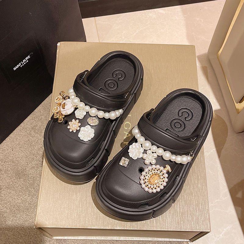 Fashion 14pcs DIY Shoes Charms Shining Rhinestone Chain Accessories For Clogs Slippers
