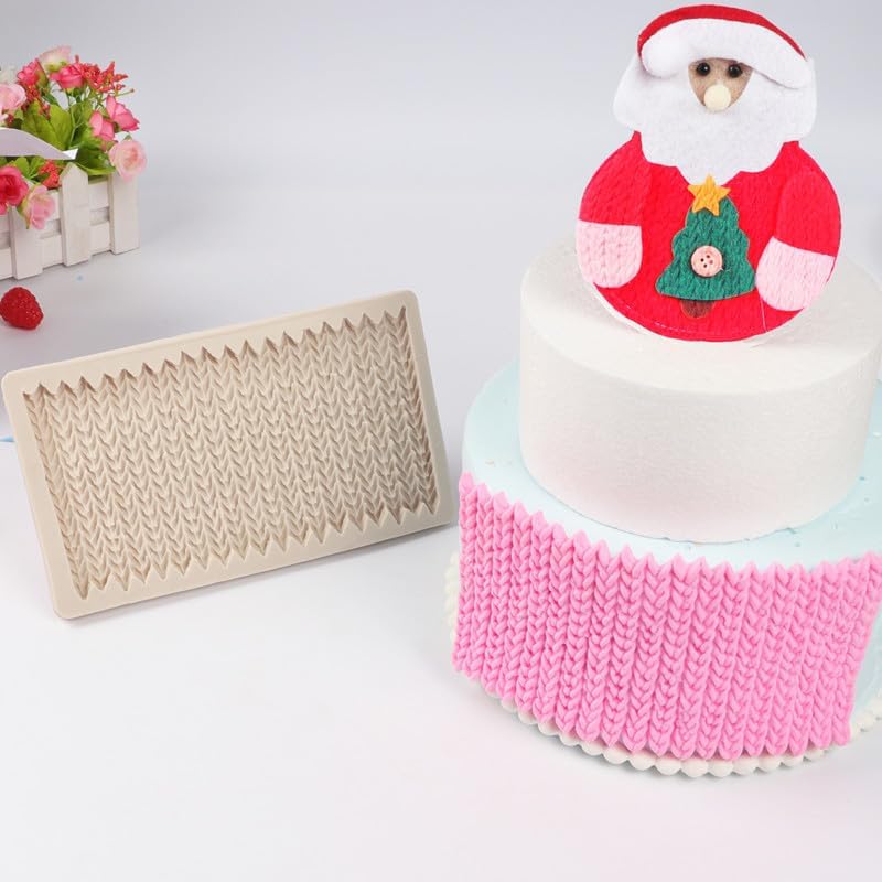 Fondant Sweater Knit Knitting Texture Silicone Chocolate for Fondant Chocolate Cake Decoration Silicone