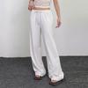 Damen Basic Loose Fit Freizeithose mit geradem Bein Frühlingsmode Lässige Schnürhose Einfarbige Hose mit elastischer Taille