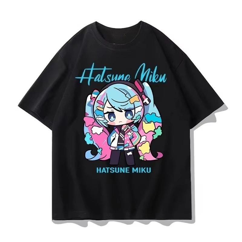 Japanese Anime Hatsune Miku Unisex Womens Tshirt Harajuku Street Casual Fashion Cotton Shortsleeve Soft and Breathable