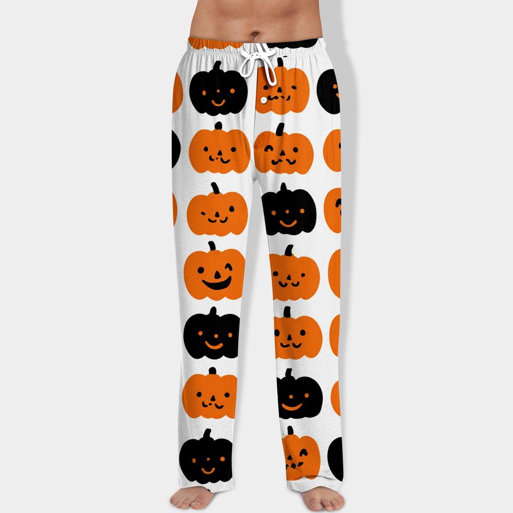 Men's Halloween Print Drawstring Pants Casual Pajama Pants