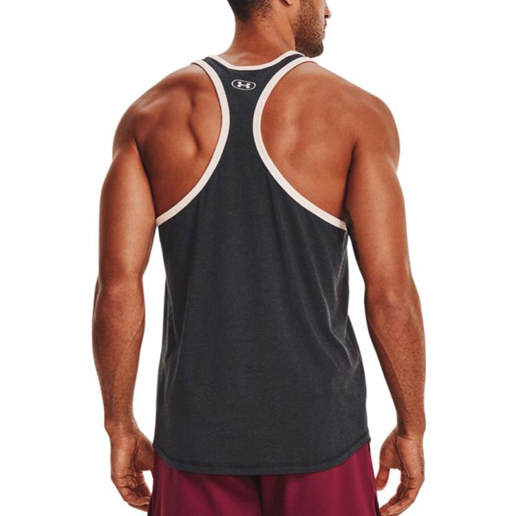 Under Armour Project Letter Print Logo Basketball Loose Breathable Training Vest Men Tops Military-Green 1367120-010