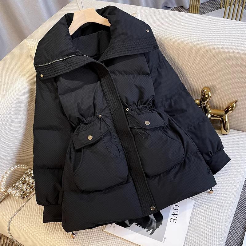 Winter Short Stand Collar Thicken Bread Jacket Puffer Ottwear Women's Jacket Drawstring Cotton-padded Clothes Down Coat Parkas