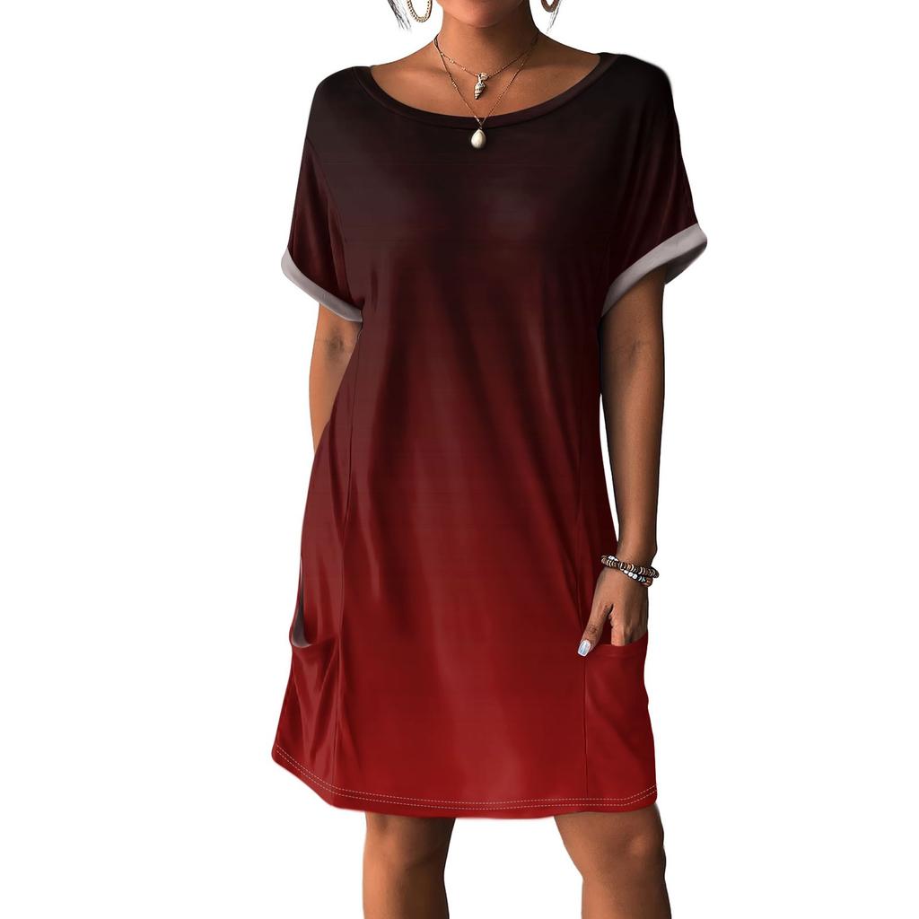 Women's Dresses T-Shirt Dresses With Pockets Solid Color Casual Beach Dresses
