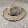 Straw hat rough edge spring and summer new outdoor shading beach sun protection raffia flat edge straw hat panama elegant millinery