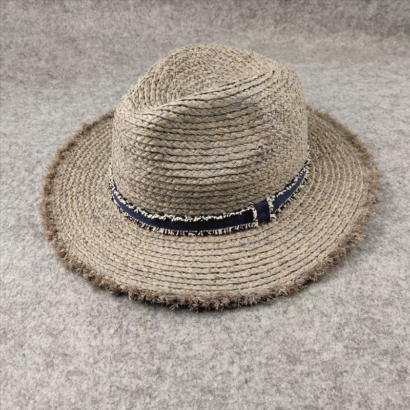 Straw hat rough edge spring and summer new outdoor shading beach sun protection raffia flat edge straw hat panama elegant millinery