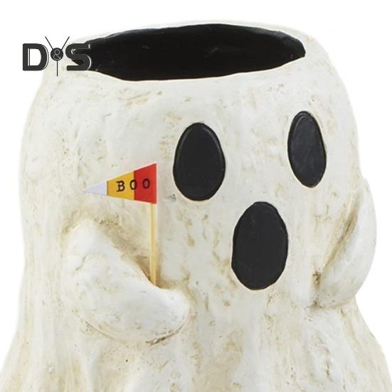 Halloween Ghost Candy Bucket Resin Trick or Treat Party Candy Bowl with Handle Halloween Goody Holder for Home Office Indoor Outdoor Decoration