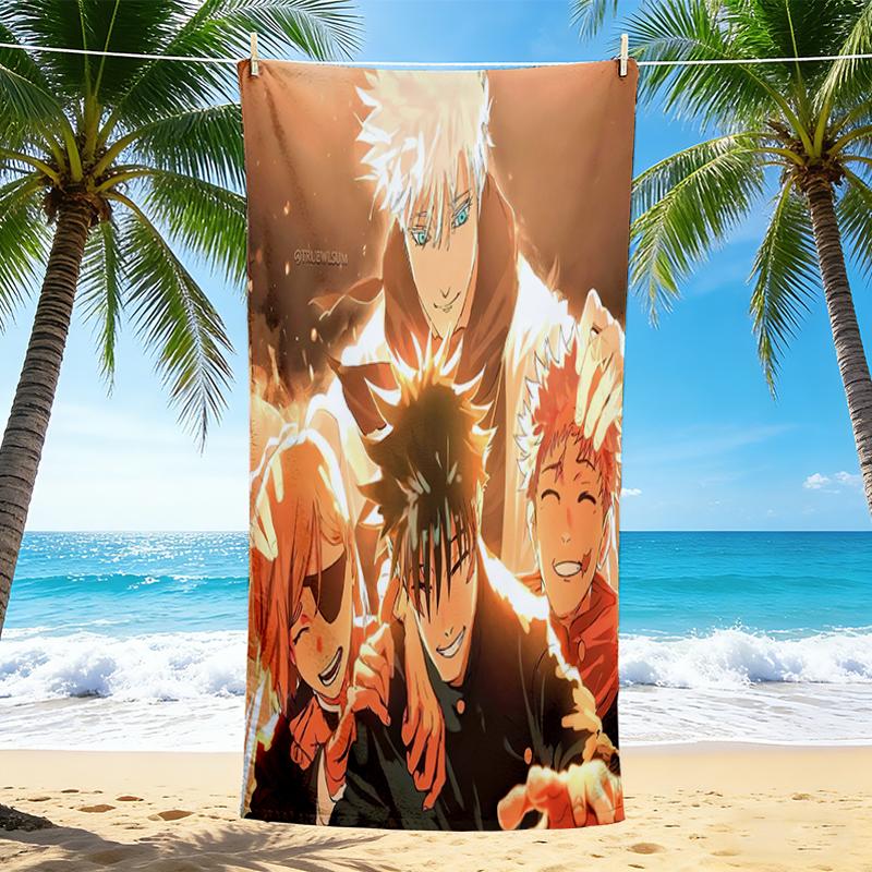 1Pc Powerful Anime Heroes Beach Towel, Quick Dry, Multi-Use for Beach Pool Gym Yoga Home Travel, Christmas, Halloween, Xmas Gift M928264