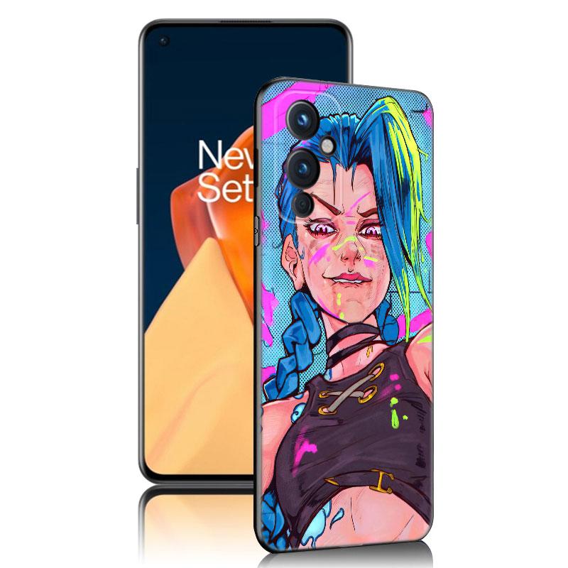 Arcane Jinx Anime Black Silicone Phone Case For OnePlus 9 10 11 12 ACE 2V Pro 9RT 10T 10R Nord CE 2 3 Lite N10 N20 N30 5G