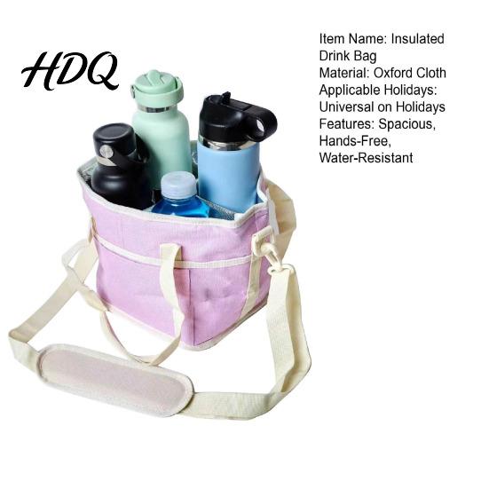 Insulated Drink Bag Carrier with Handle Strap Water Bottle Holder for Crossbody 4 Cups Detachable Divider Multi-Purpose Cooler Tote Picnic Travel