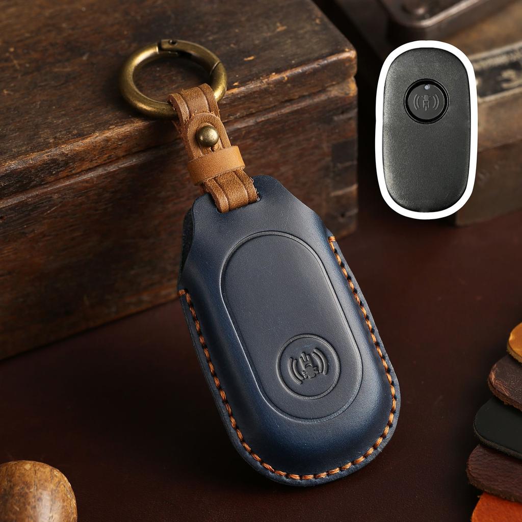 Leather key cover is suitable for Sanyang SYM motorcycle remote control key protection bag, genuine leather is purely handmade and retro.