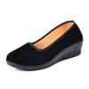 Black new suede wedge heel velvet wedge heel square dancing shoes professional hotel shoes