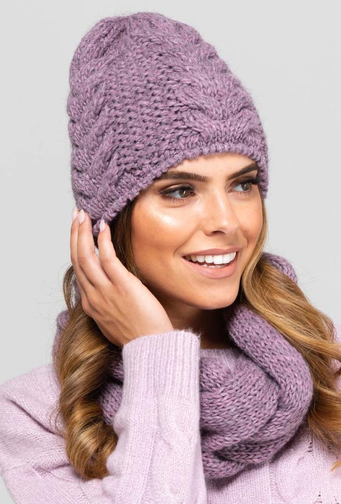 Idaho Braid Hat Set with Snood Color Pink Mel