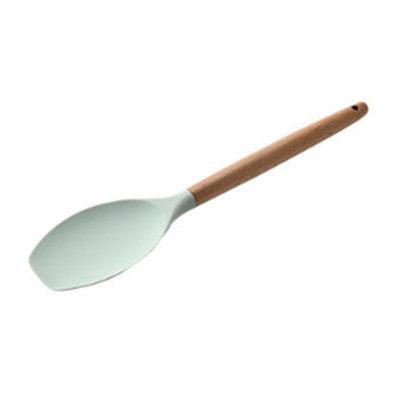 1PC Silicone Wood Turner Soup Spoon Spatula Brush Scraper Pasta Server Egg Beater Kitchen Cooking Tools Kitchenware Green/Pink