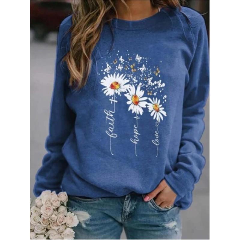 

Женская осенне-зимняя повседневная толстовка-пуловер с круглым вырезом и длинными рукавами XXS