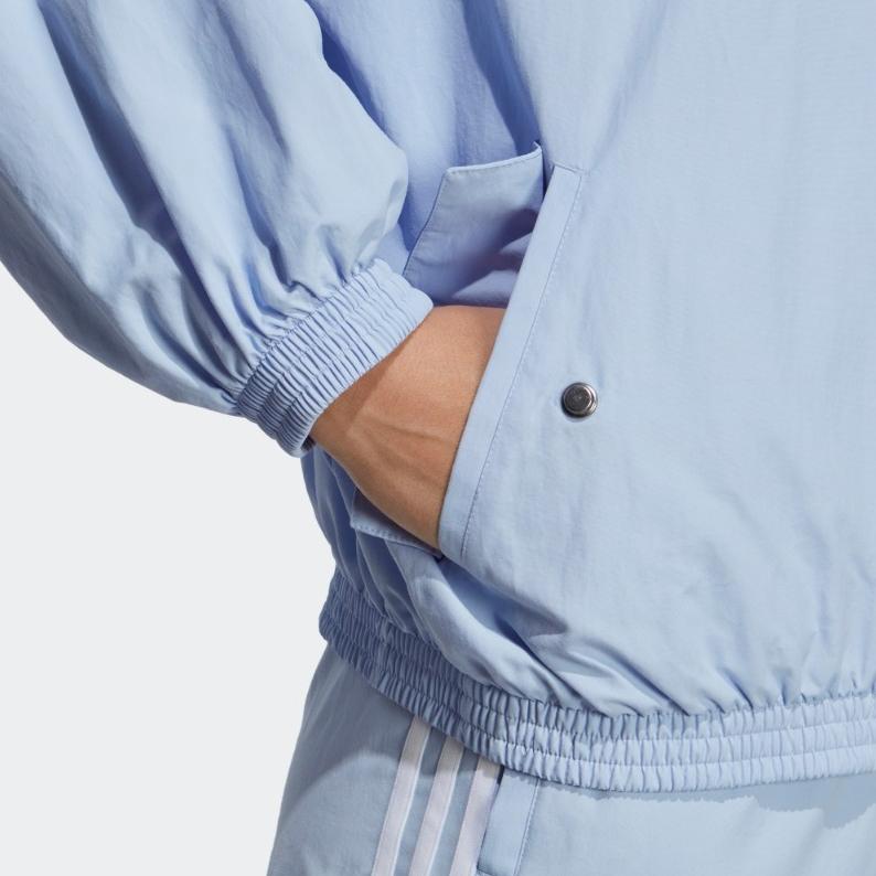 Adidas Originals Trefoil Logo Letter Print Striped Pattern Hooded Jacket Women Jacket Light-Pink Blue IP3769