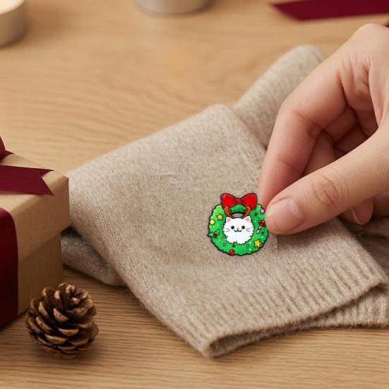 Bag Decorative Pins Christmas Cartoon Cat Enamel Brooch, Kitten Badge Pin for Backpack Accessories Men Women, Sweater Cardigan Coat Dress Jewelry