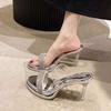 Transparent high heels women's summer fashion open-toed rhinestones with sandals sexy super high heel waterproof table sandals outside