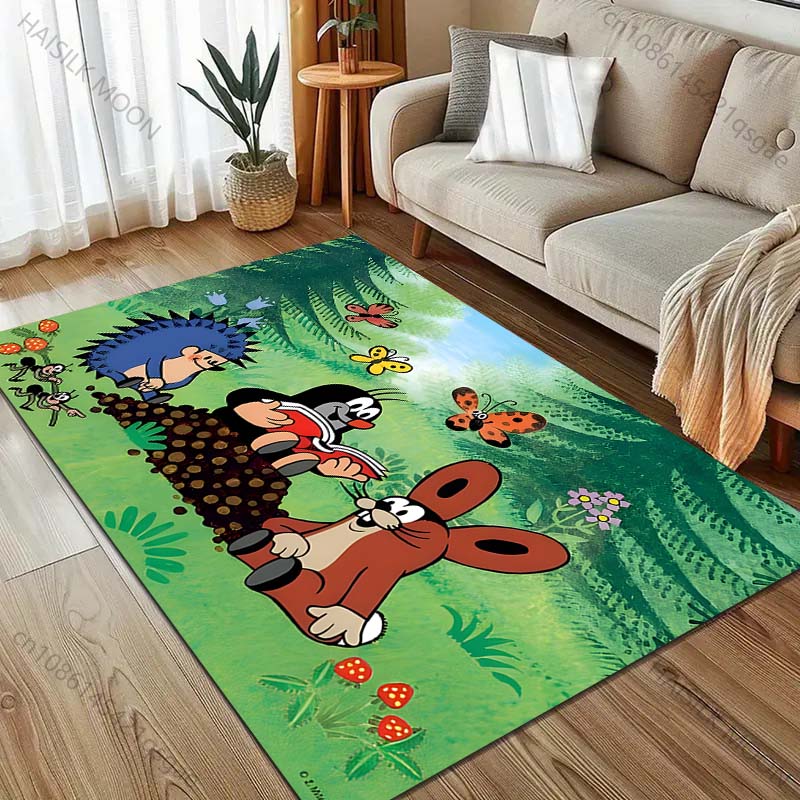 Alfombra de dibujos animados con estampado de Topito para Sala de Estar, Dormitorio, Sofá, Felpudo Decorativo, Alfombra de Área para Mesa de Sofá, Alfombrilla Antideslizante para el Suelo para Regalos