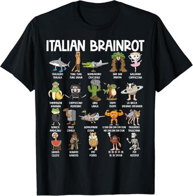 Italian Brainrot Characters Funny Meme Popular Trend T-Shirt Unisex T-Shirt