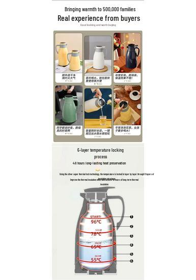 Thermos Large Capacity Press-Type Glass Liner Warm Pot Hot Water Kettle