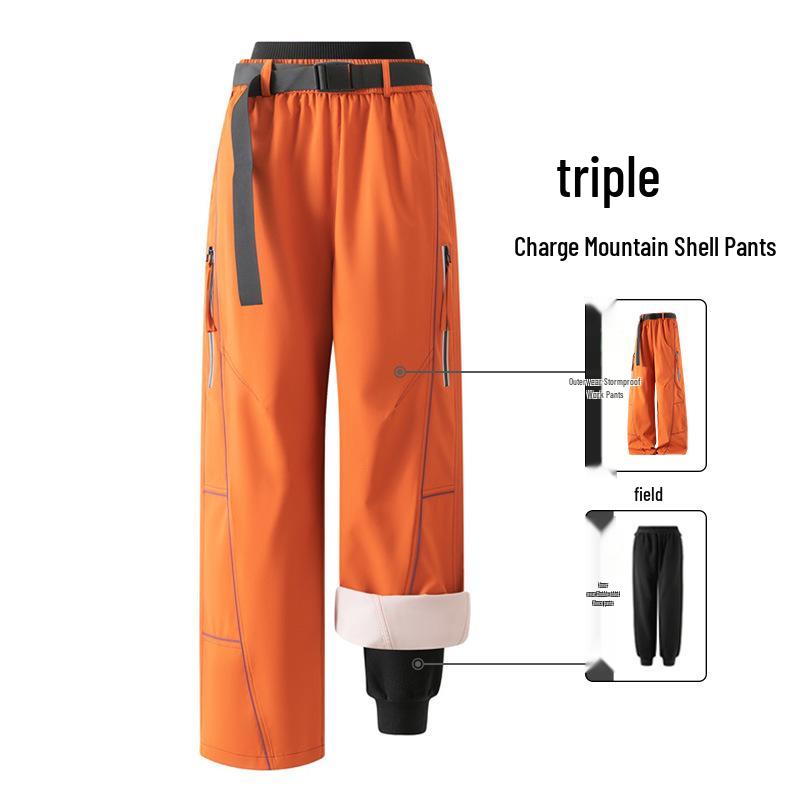 Unisex Waterproof 3-in-1 Fleece-Lined Windproof Work Pants for Autumn/Winter Outdoor Activities