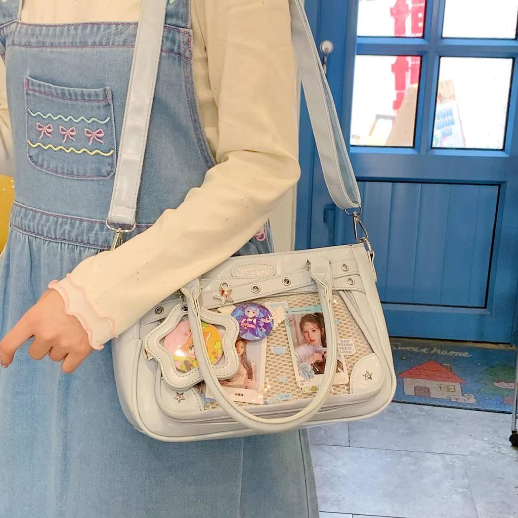 New Y2k Cute Anime Ita Bag JK Two-dimensional Crossbody Bag Lolita Girl Transparent Shoulder Bag Otaku DIY Comic Display Handbag