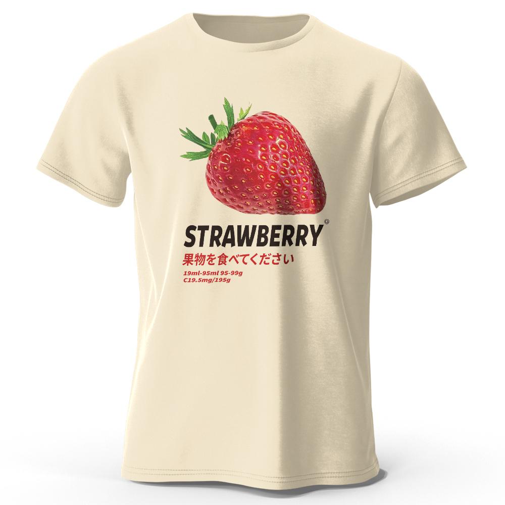 Strawberry Print T-shirt - Cute & Trendy Summer Top for Men Women, Soft & Comfortable Pure Tee