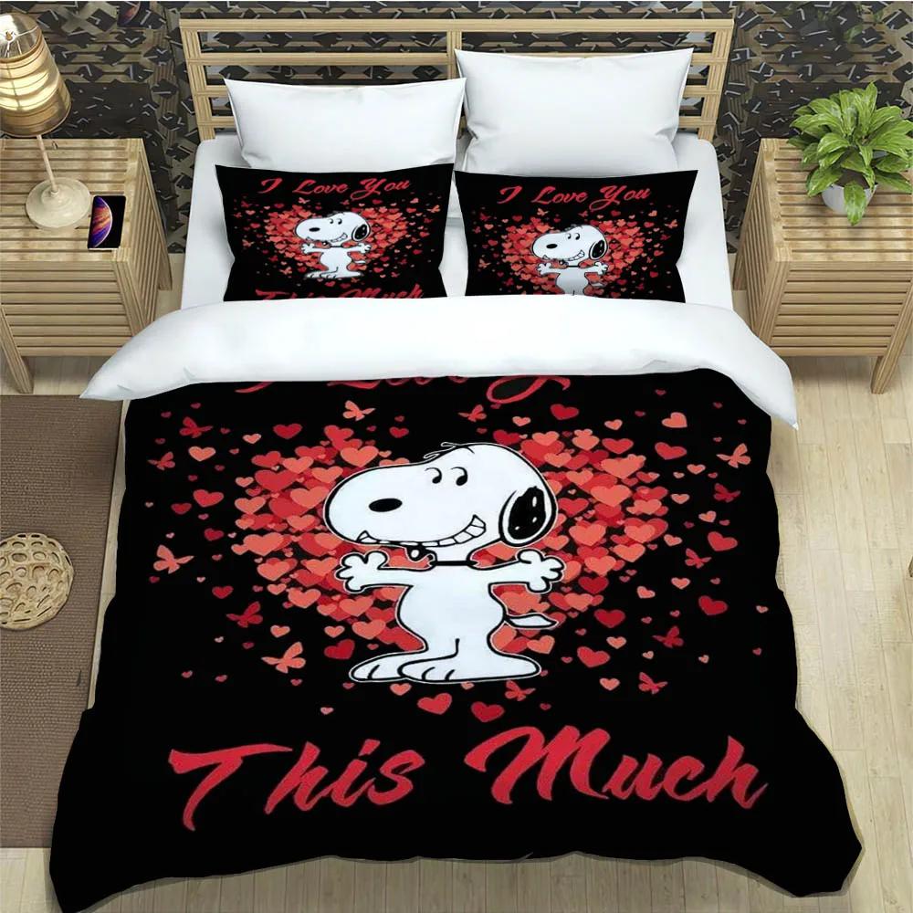 Cute Cartoon Snoopy Bedding Sets Exquisite Bed Supplies Set Duvet Cover Bed Comforter Set Bedding Set Luxury Birthday Gift