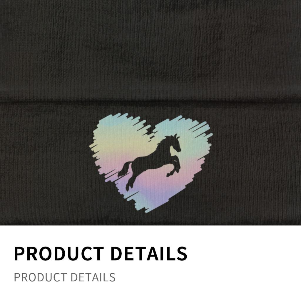 Pferdeliebhaber-Regenbogen-Herz-Strickmütze für Damen, Unisex, Skullies-Mützen, Herbst-Winter-Mützen, Hip-Hop-Kappen