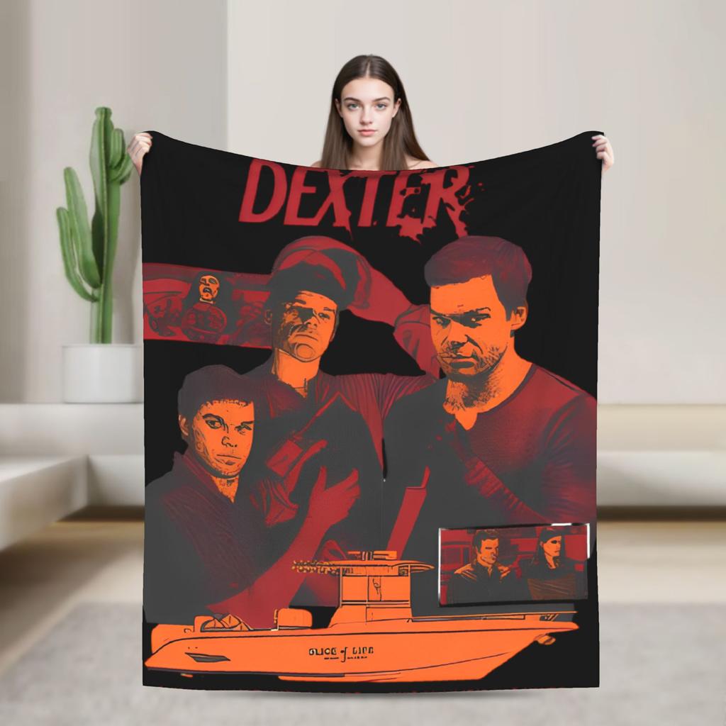 Dexter Morgan Blood Never Lies Knitted Blankets Flannel  Lightweight Thin Throw Blanket for Bedroom Sofa Bedspread