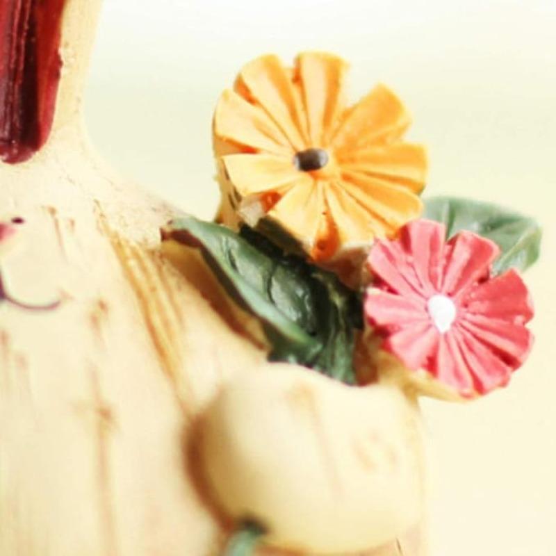Bunny Rabbit Resin Figurines Statue with Flowers Cute Animal Easter Garden Home Decorations Easter Gift