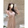 French style temperament kink V-neck sleeveless dress summer new waist slim hip wrap dress