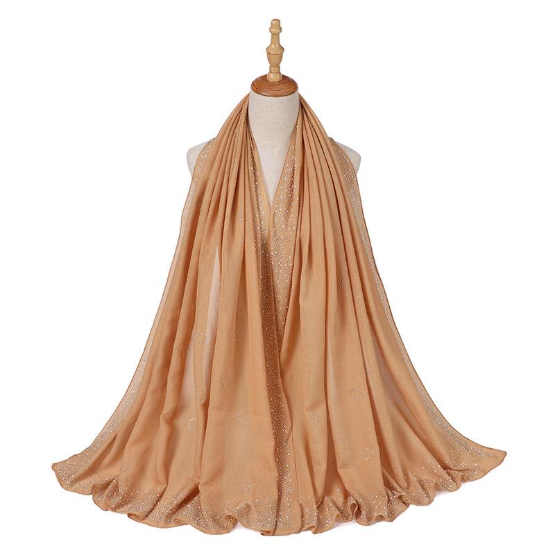 New Muslim Scarf for Women Hijab Hot Drilling With  Crystal Stone Work  Section Sunscreen Pearl Shawl Hijab Female Plain Hijab